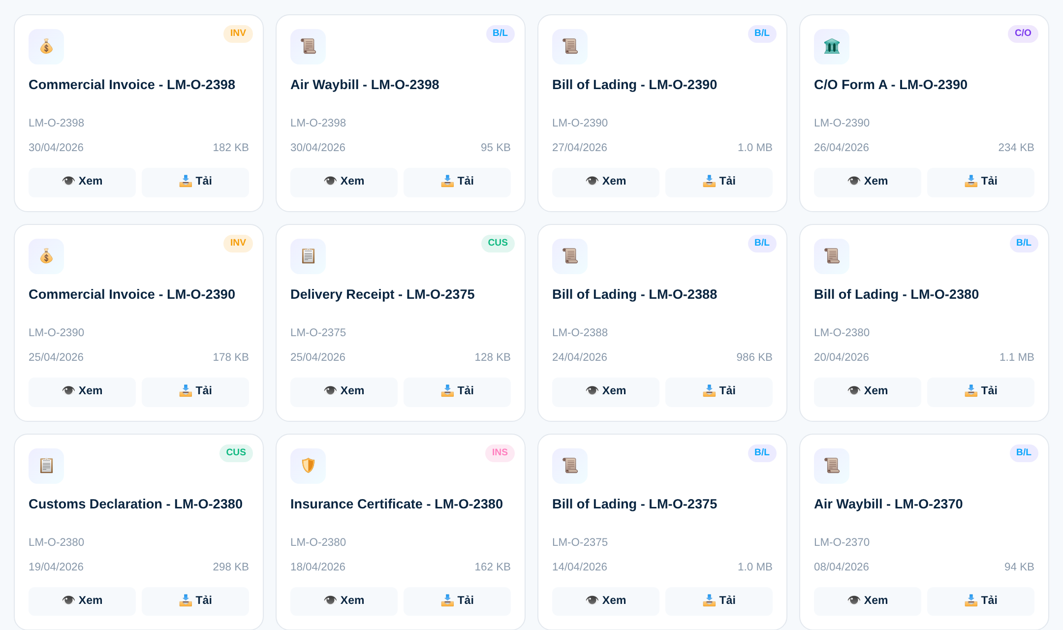 Chứng từ tập trung, không thất lạc, giao diện portal Protrans